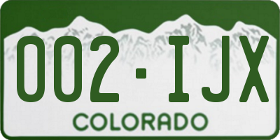 CO license plate 002IJX