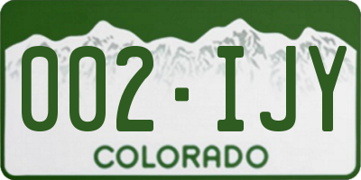 CO license plate 002IJY