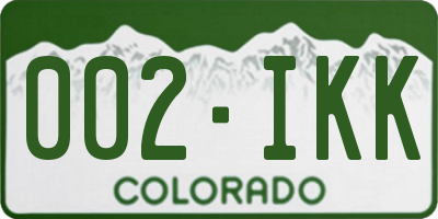 CO license plate 002IKK