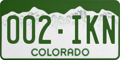CO license plate 002IKN