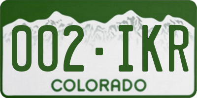 CO license plate 002IKR