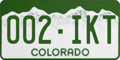 CO license plate 002IKT