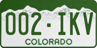 CO license plate 002IKV