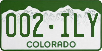 CO license plate 002ILY