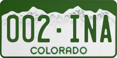 CO license plate 002INA