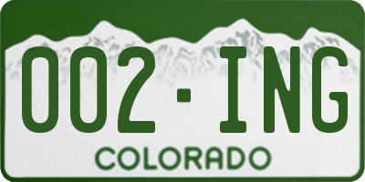 CO license plate 002ING