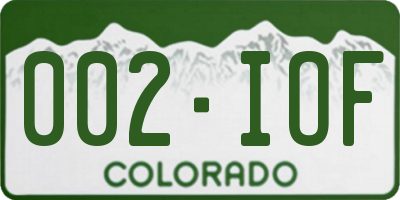 CO license plate 002IOF