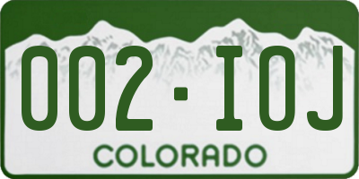 CO license plate 002IOJ