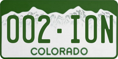 CO license plate 002ION