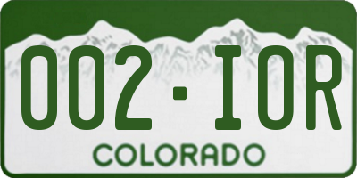 CO license plate 002IOR