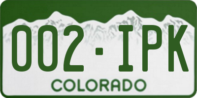 CO license plate 002IPK