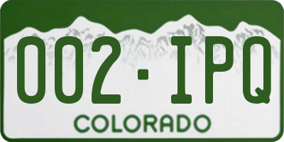 CO license plate 002IPQ