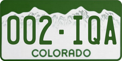 CO license plate 002IQA