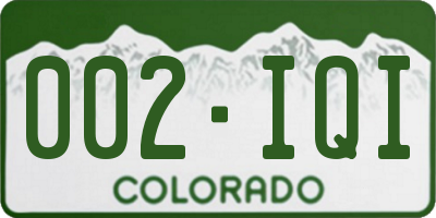 CO license plate 002IQI