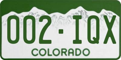CO license plate 002IQX