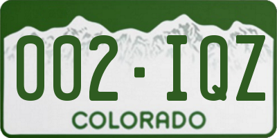 CO license plate 002IQZ