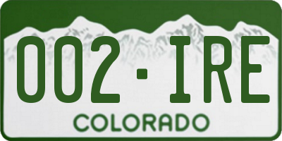 CO license plate 002IRE