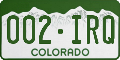 CO license plate 002IRQ