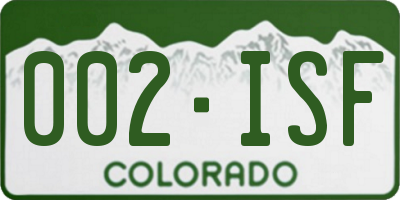 CO license plate 002ISF
