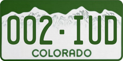 CO license plate 002IUD