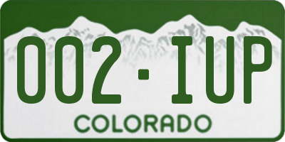 CO license plate 002IUP