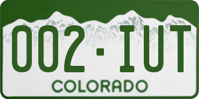 CO license plate 002IUT