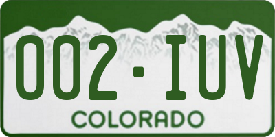 CO license plate 002IUV