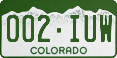 CO license plate 002IUW