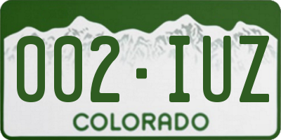 CO license plate 002IUZ