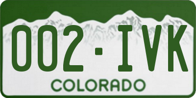 CO license plate 002IVK