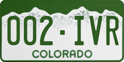 CO license plate 002IVR