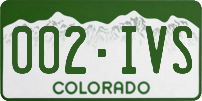 CO license plate 002IVS
