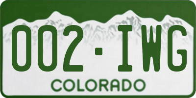 CO license plate 002IWG