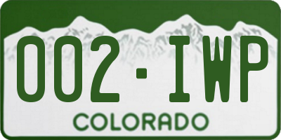 CO license plate 002IWP
