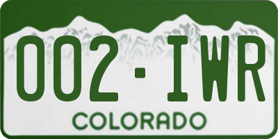 CO license plate 002IWR