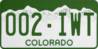 CO license plate 002IWT