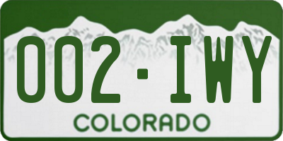 CO license plate 002IWY