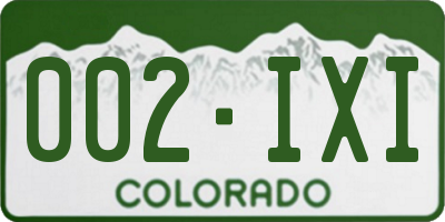 CO license plate 002IXI