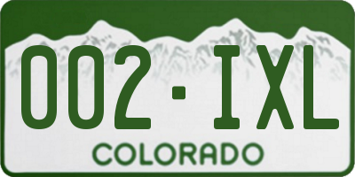 CO license plate 002IXL