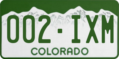 CO license plate 002IXM