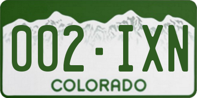 CO license plate 002IXN