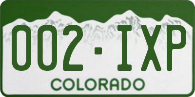 CO license plate 002IXP