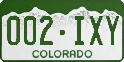 CO license plate 002IXY