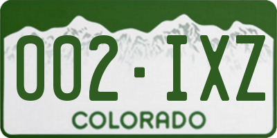 CO license plate 002IXZ