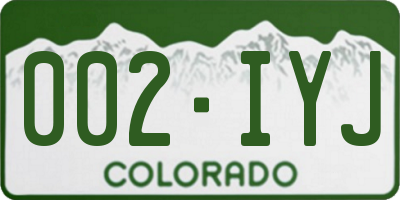 CO license plate 002IYJ