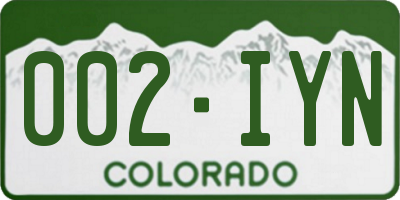 CO license plate 002IYN