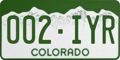 CO license plate 002IYR