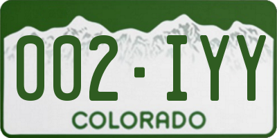 CO license plate 002IYY