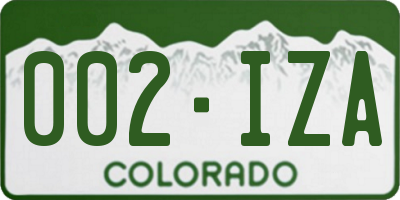 CO license plate 002IZA