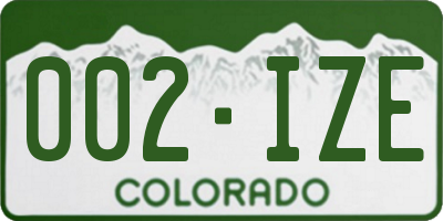 CO license plate 002IZE